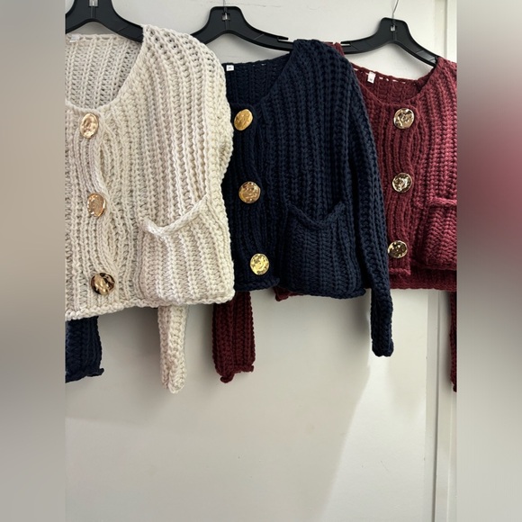 New Chunky Knit Cardigan Sweaters Long Sleeve Open Front Button Kitted Fall - Picture 11 of 16